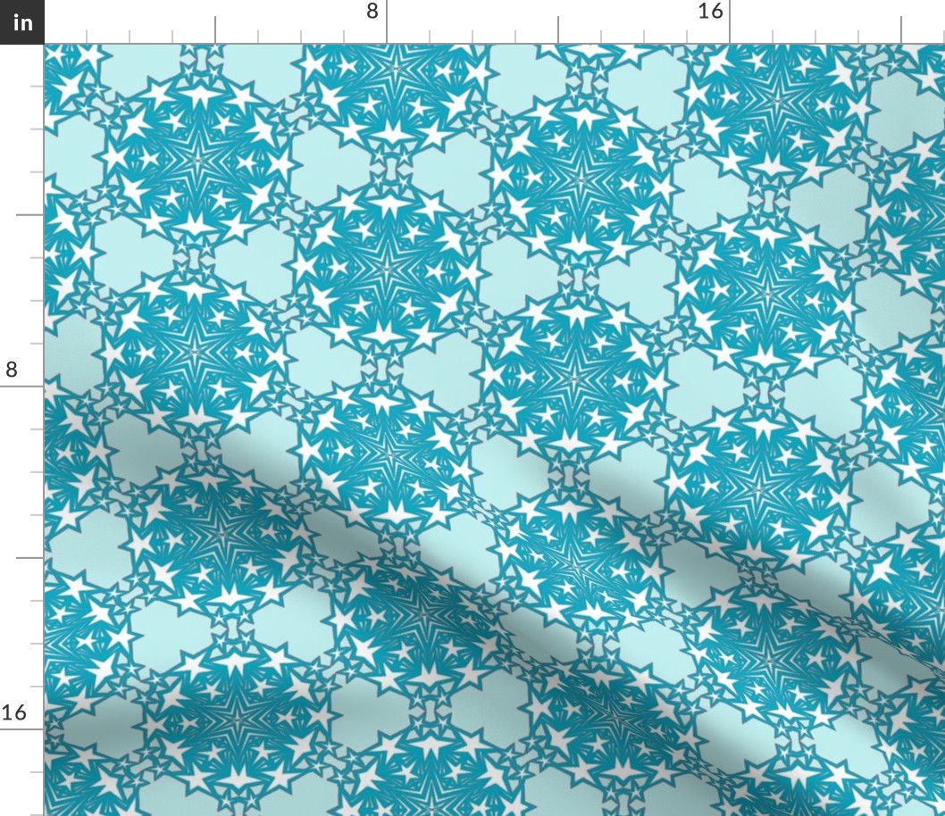 Teal and Sky Star Snowflakes