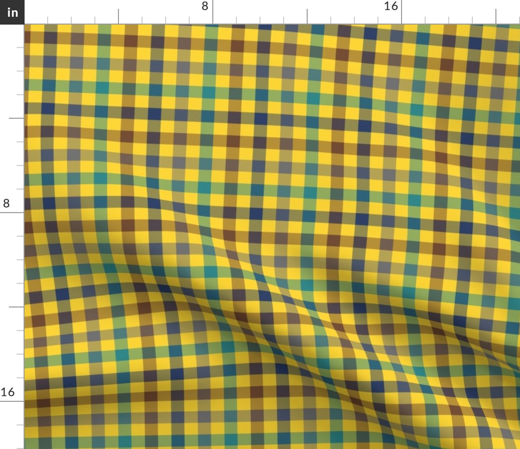 sunlit forest gingham - 1/2" squares on yellow