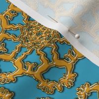 Deer Snowflakes Fake Gilt edged on Blue