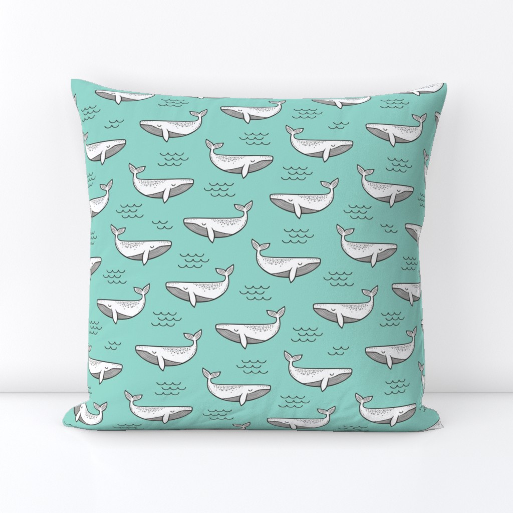 Whales on Mint Green