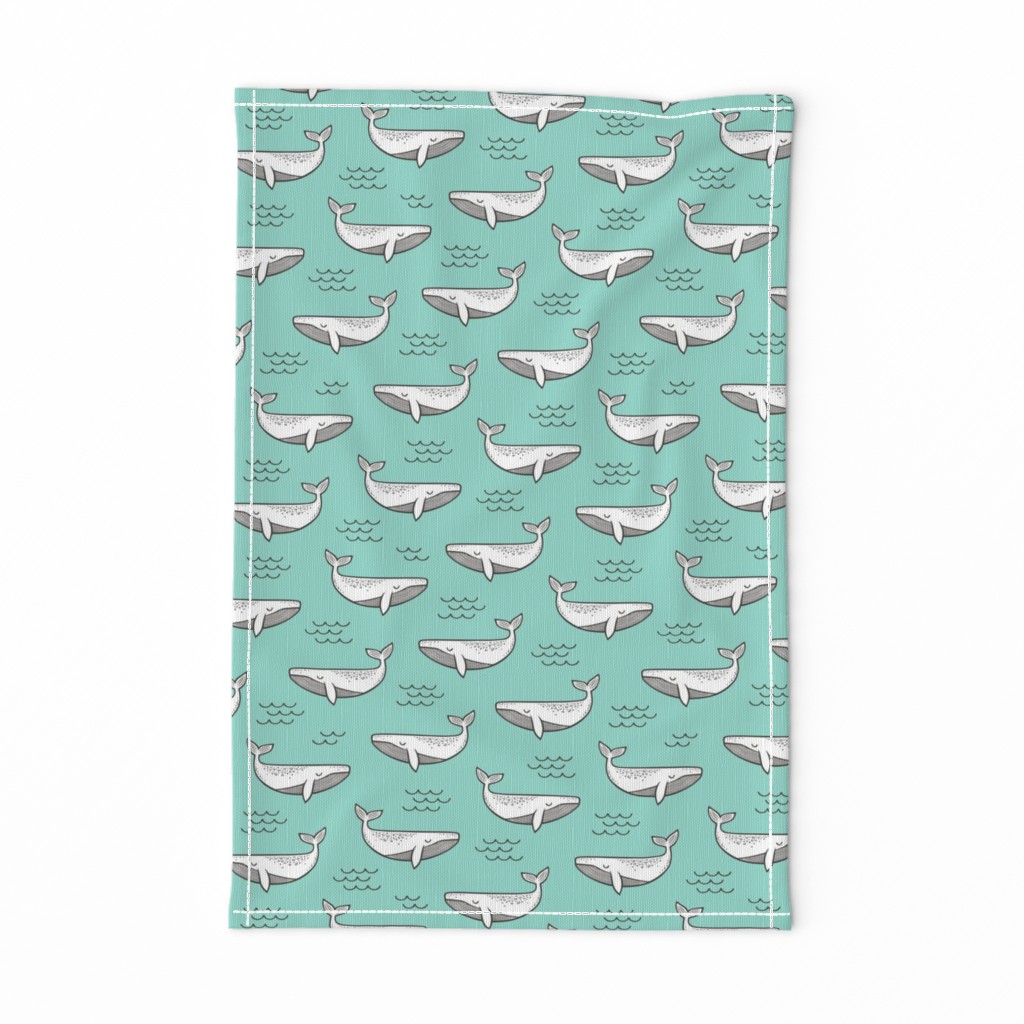 Whales on Mint Green