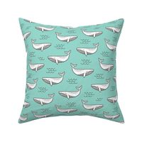 Whales on Mint Green