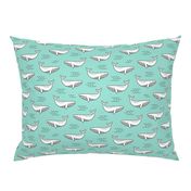 Whales on Mint Green