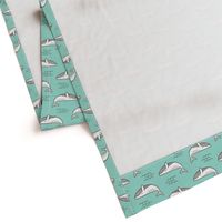 Whales on Mint Green