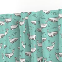 Whales on Mint Green