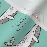 Whales on Mint Green