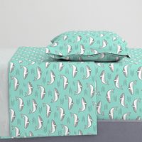 Whales on Mint Green