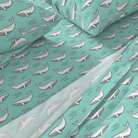 Whales on Mint Green