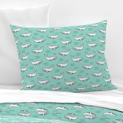 Whales on Mint Green