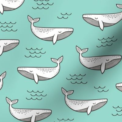 Whales on Mint Green