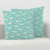 Whales on Mint Green