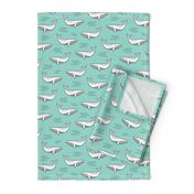 Whales on Mint Green