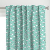 Whales on Mint Green