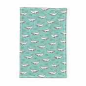 Whales on Mint Green