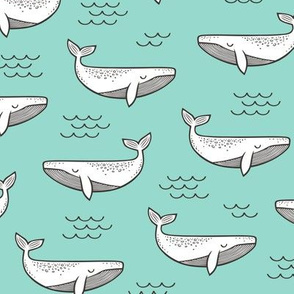 Whales on Mint Green