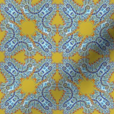 Feathery Blue and Yellow Kaleidoscope