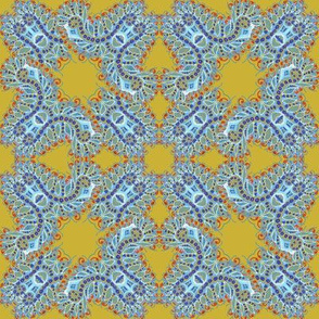 Feathery Blue and Yellow Kaleidoscope