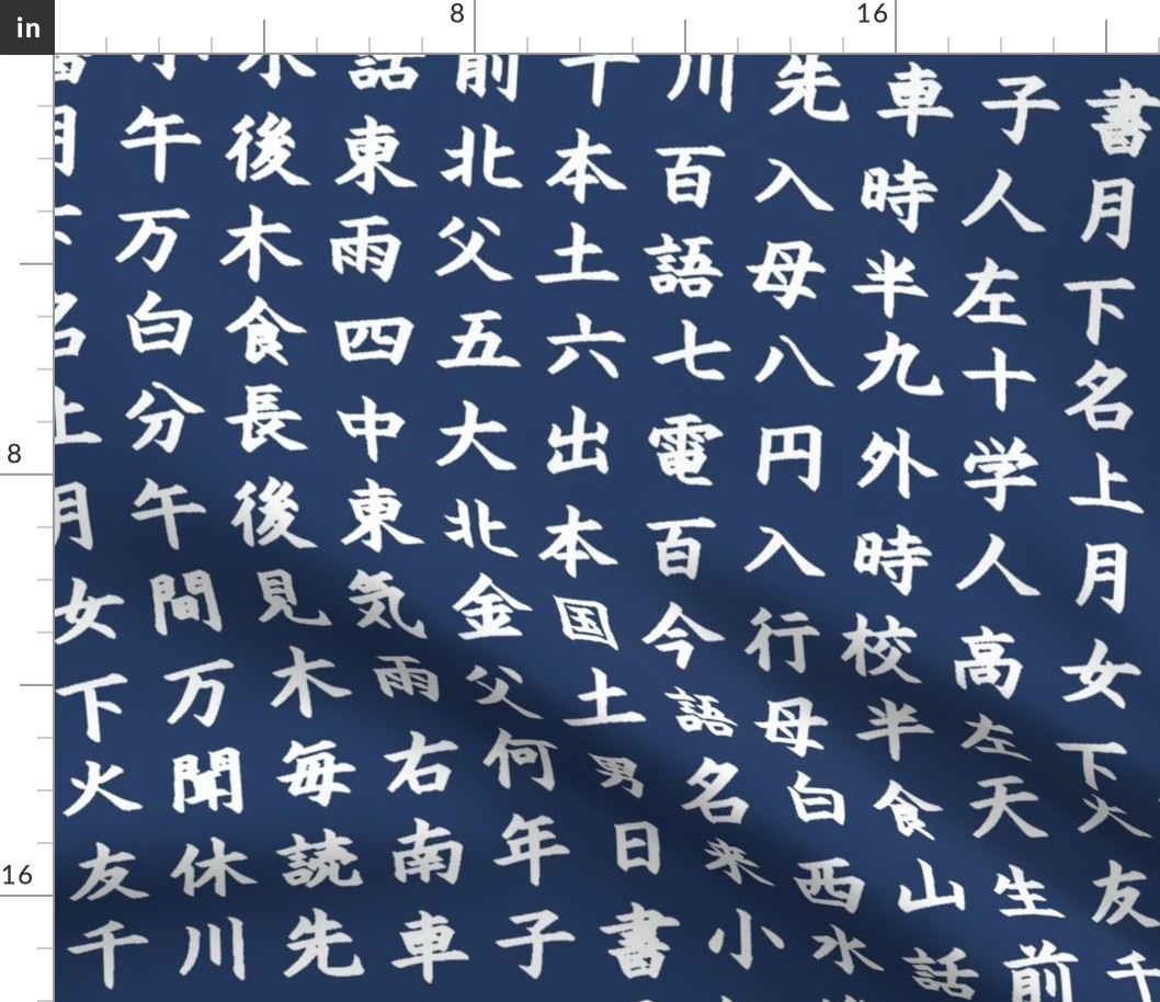 Kanji / Hànzì Characters on Navy // Large