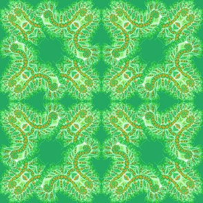 Feathery Green and Orange Kaleidoscope