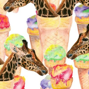 GOURMET GIRAFFES AND YUMMY ICE CREAM SUMMER DELIGHT white