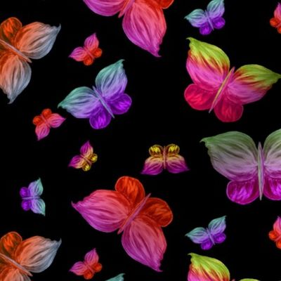 BUTTERFLIES EXOTIC JUNGLE BLACK Large