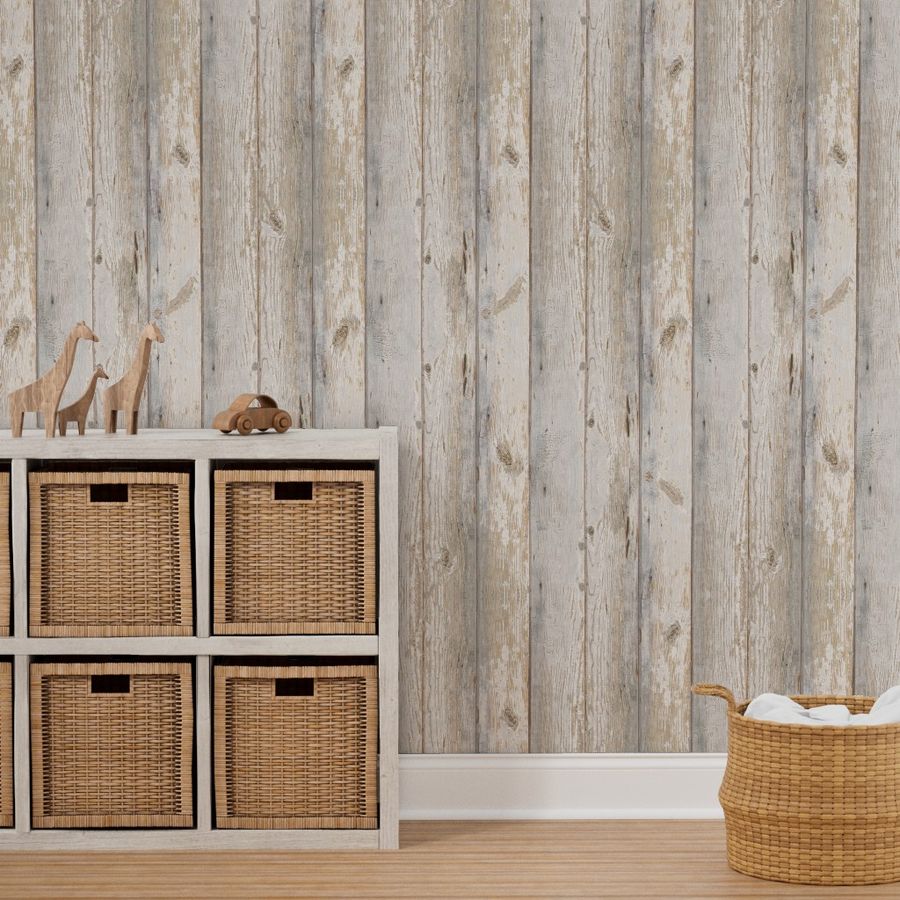 Whitewashed Wood Planks Wallpaper | Spoonflower