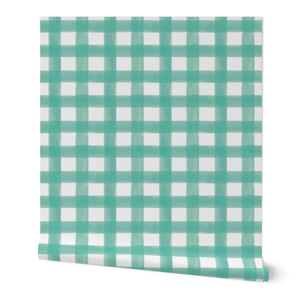 Watercolor Gingham in Teal