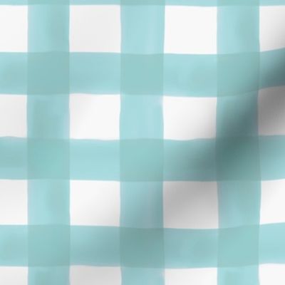 Watercolor Gingham in Aqua