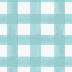 Watercolor Gingham in Aqua