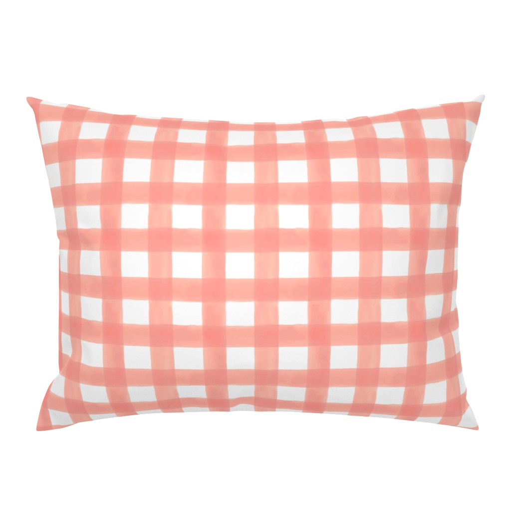 Watercolor Gingham in Peach