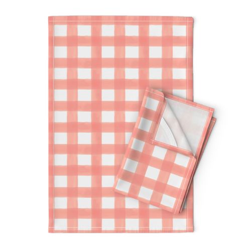 Watercolor Gingham in Peach