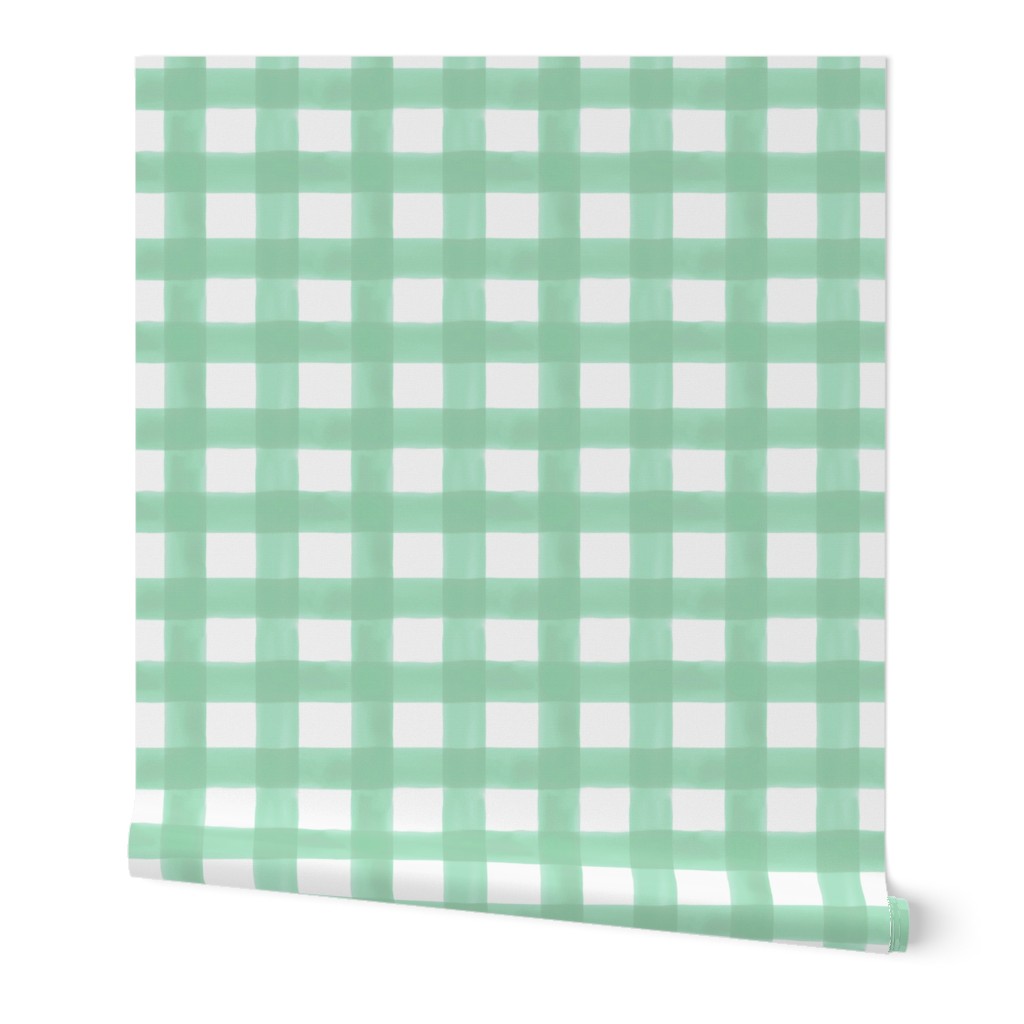 Watercolor Gingham in Mint