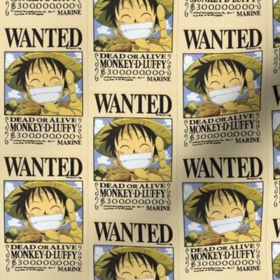 Luffy S Wanted Poster From One Piece Spoonflower