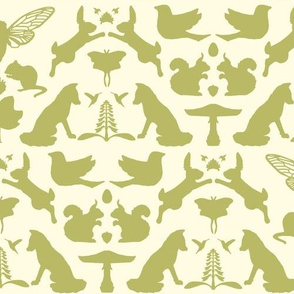 woodland damask olive reverse