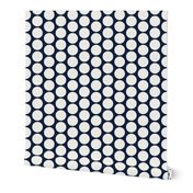 White on navy, 2" tight polka dots by Su_G_©SuSchaefer