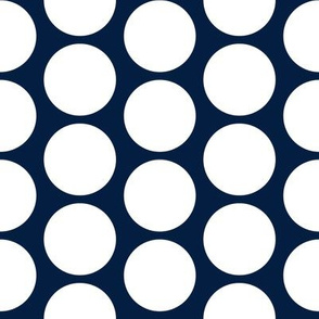 White on navy, 2" tight polka dots by Su_G_©SuSchaefer