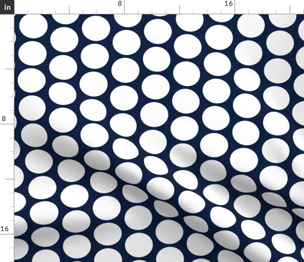 White on navy, 2" tight polka dots by Su_G_©SuSchaefer