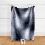 White on navy, 1-inch polka dots by Su_G_©SuSchaefer 