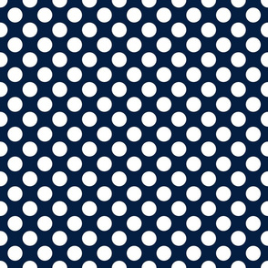 White on navy, 1-inch polka dots by Su_G_©SuSchaefer 