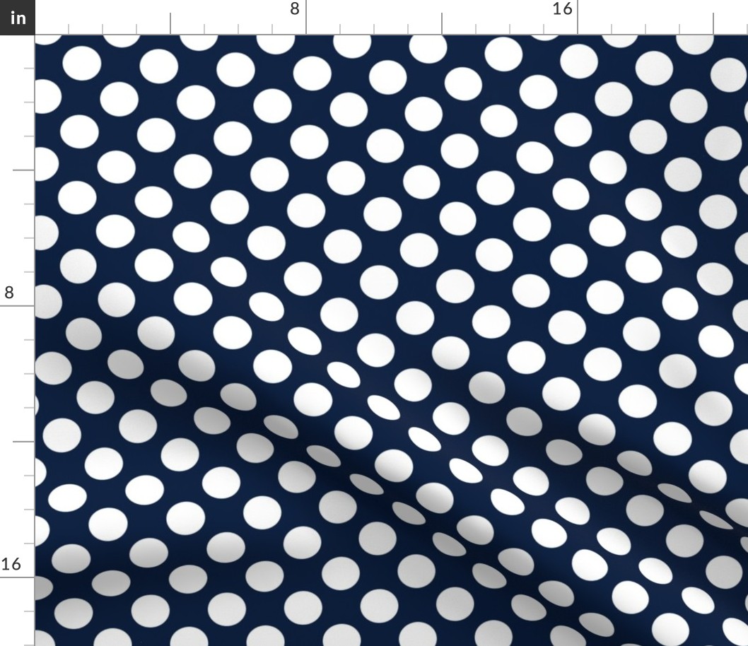 White on navy, 1-inch polka dots by Su_G_©SuSchaefer 