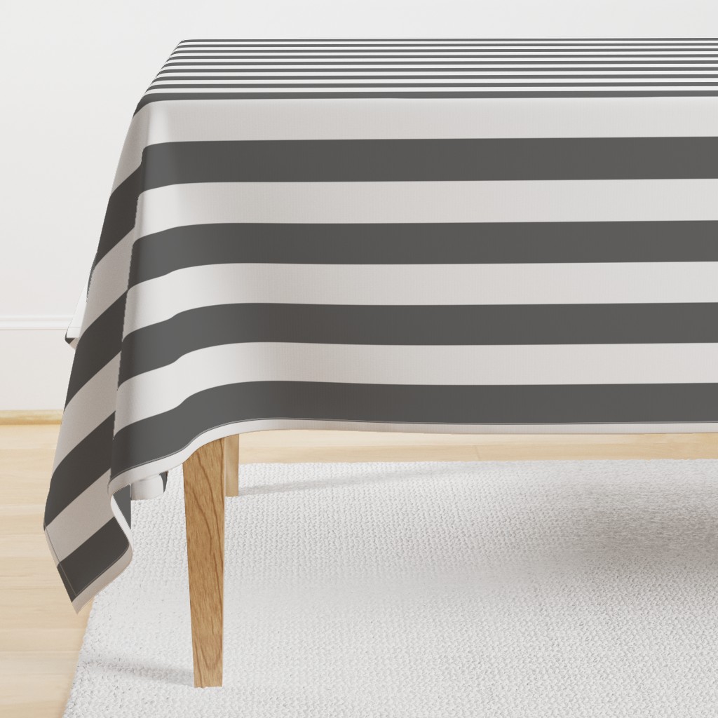 Charcoal Grey 2" Wide Cabana Stripes