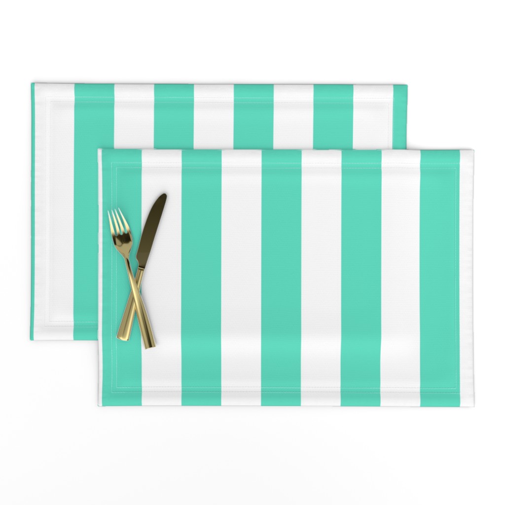 Aqua 2" Wide Cabana Stripes