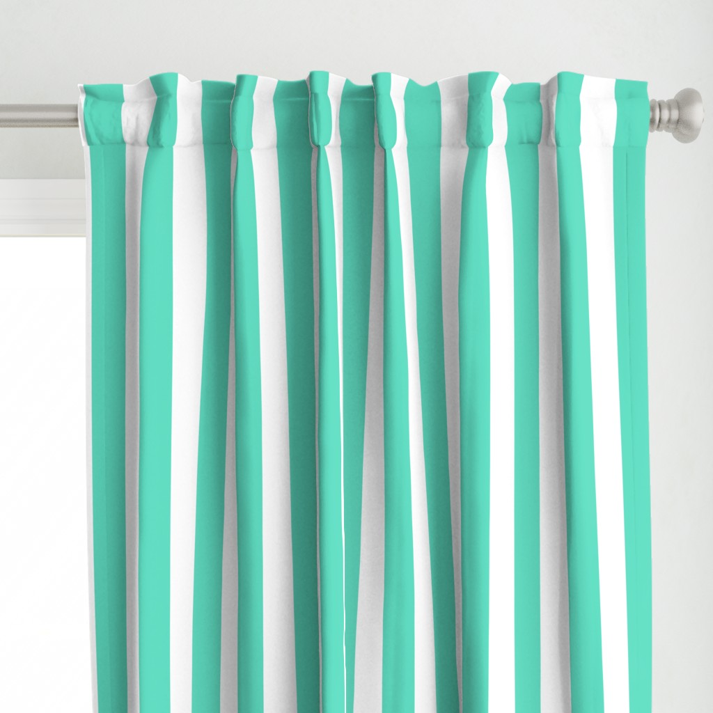 Aqua 2" Wide Cabana Stripes