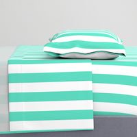 Aqua 2" Wide Cabana Stripes