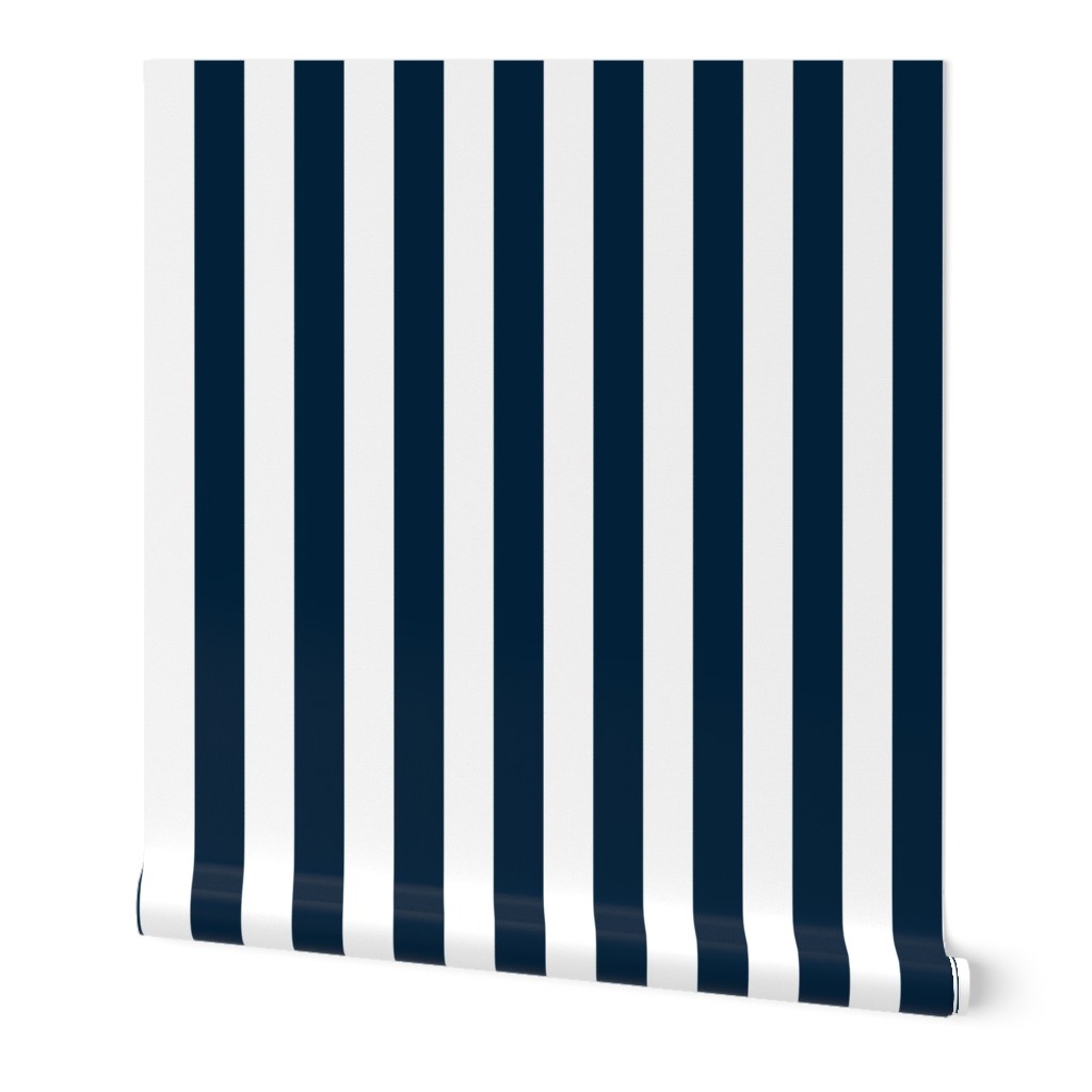 Navy Marine Blue 2" Wide Cabana Stripes