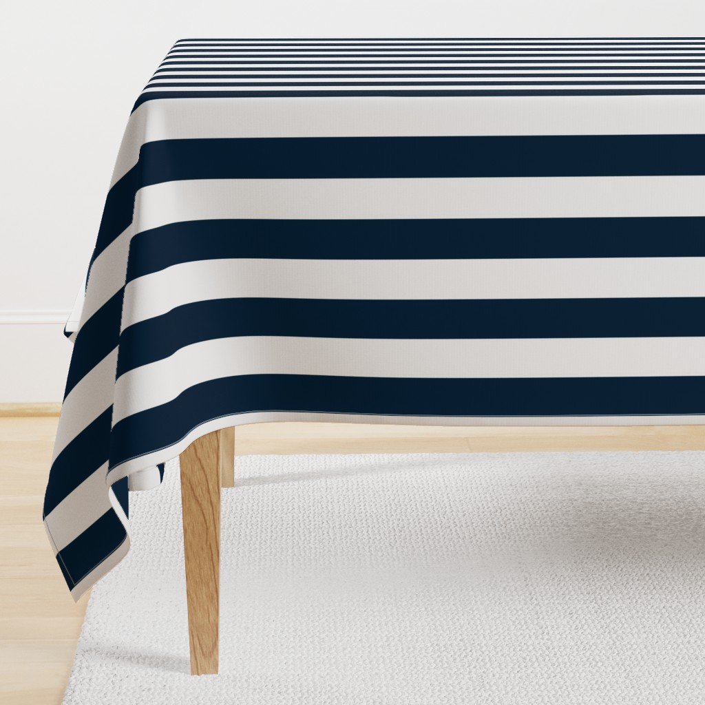 Navy Marine Blue 2" Wide Cabana Stripes