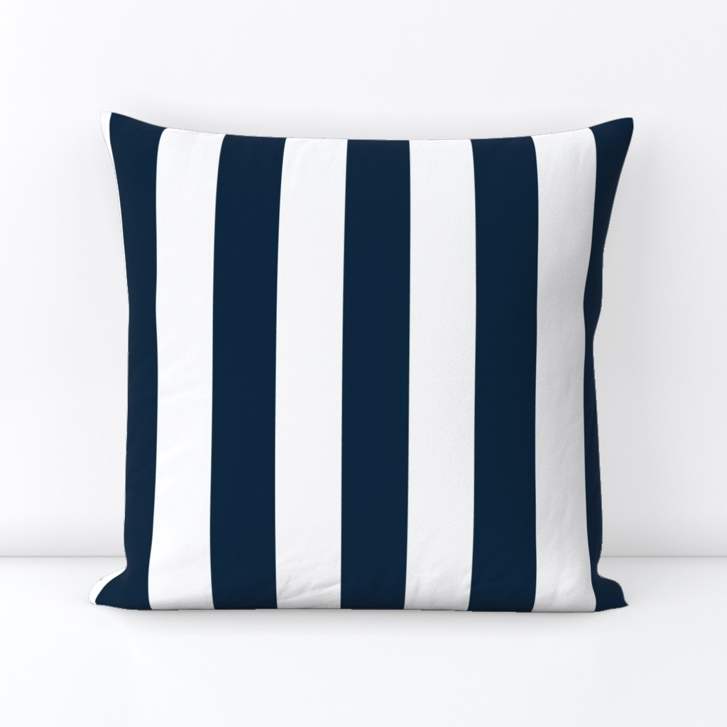 Navy Marine Blue 2" Wide Cabana Stripes