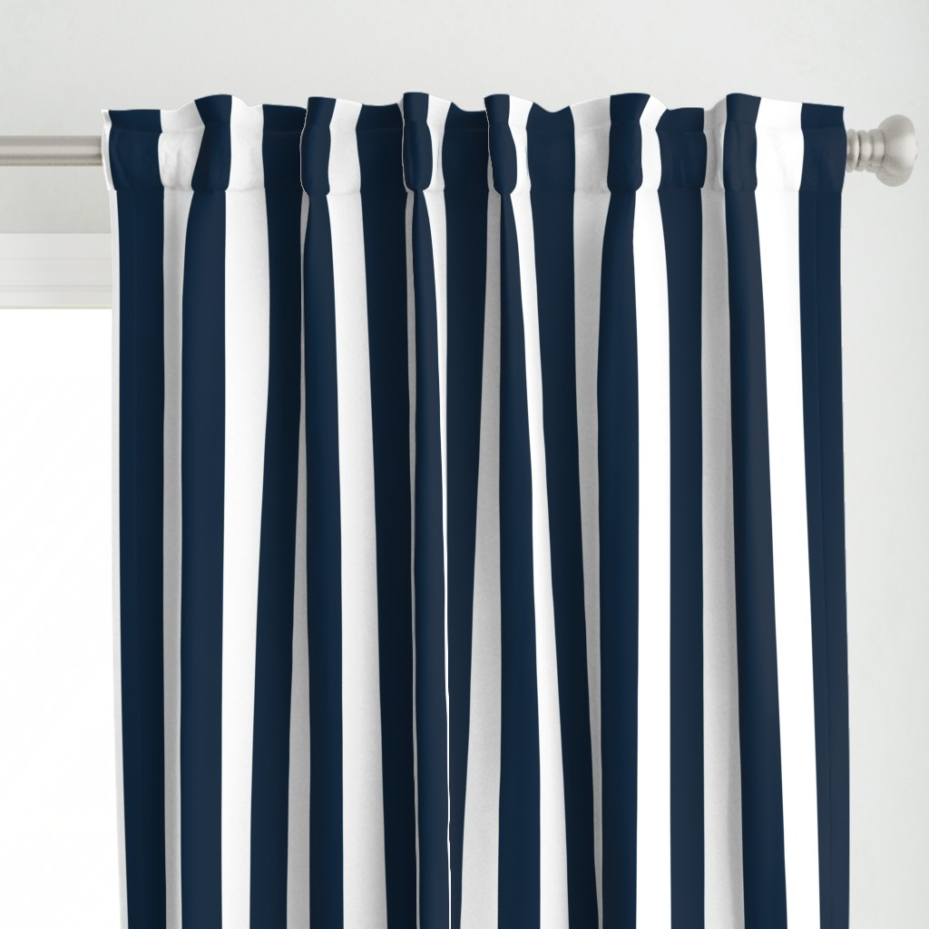 Navy Marine Blue 2" Wide Cabana Stripes