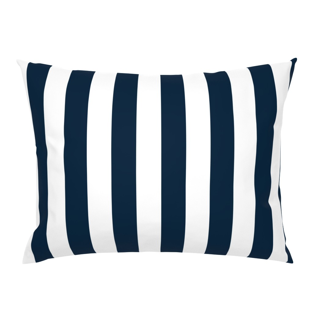 Navy Marine Blue 2" Wide Cabana Stripes