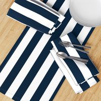 Navy Marine Blue 2" Wide Cabana Stripes